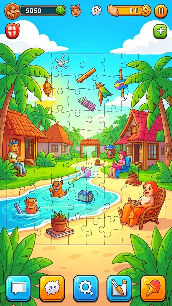 Visualisasi level yang menawan dan penuh warna.