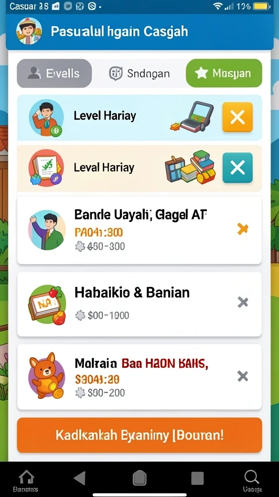 Screenshot menampilkan misi dan tantangan yang menarik.
